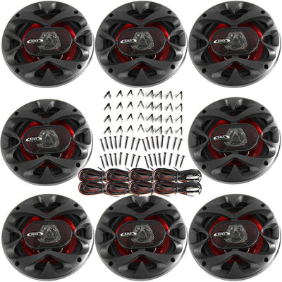 Boss CH6520 Chaos 6.5" 250W 2 Way Power Car Coaxial Audio Speakers Red (8 Pack)