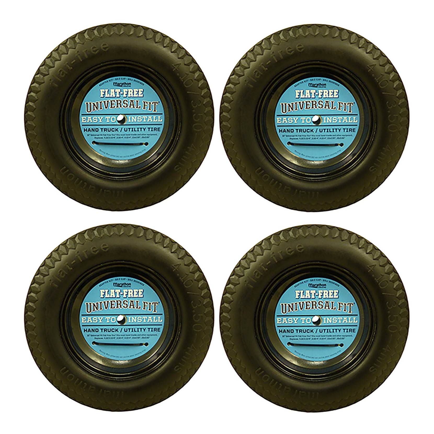 Marathon 4.10/3.50-4 Universal Fit Utility Truck Equip Flat Free Tire (4 Pack)