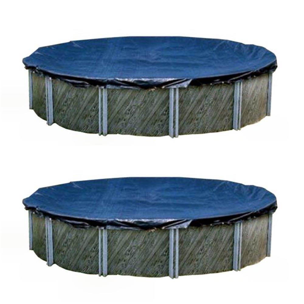 Swimline 33 Foot Heavy Duty Round Above Ground Winter Pool Cover, Blue (2 Pack)