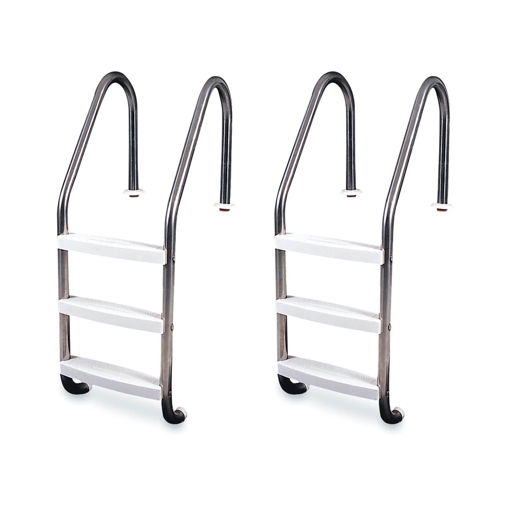Hydrotools 3 Step In-Ground Swimming Pool Stainless Steel Ladder Steps (2 Pack) - VMInnovations