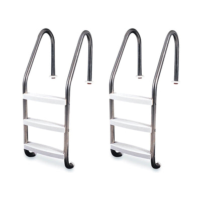 Hydrotools 3 Step In-Ground Swimming Pool Stainless Steel Ladder Steps (2 Pack) - VMInnovations