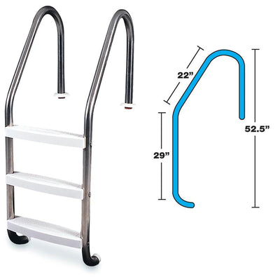 Hydrotools 3 Step In-Ground Swimming Pool Stainless Steel Ladder Steps (2 Pack)