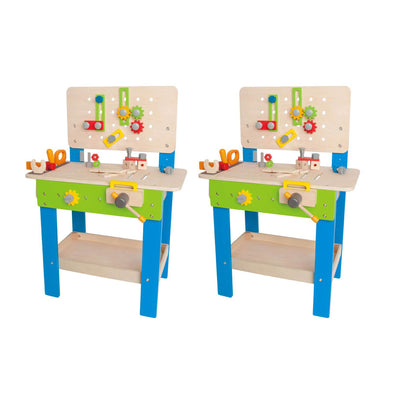 Hape Wooden Child Master Tool and Workbench Toy Pretend Builder Set (2 Pack)