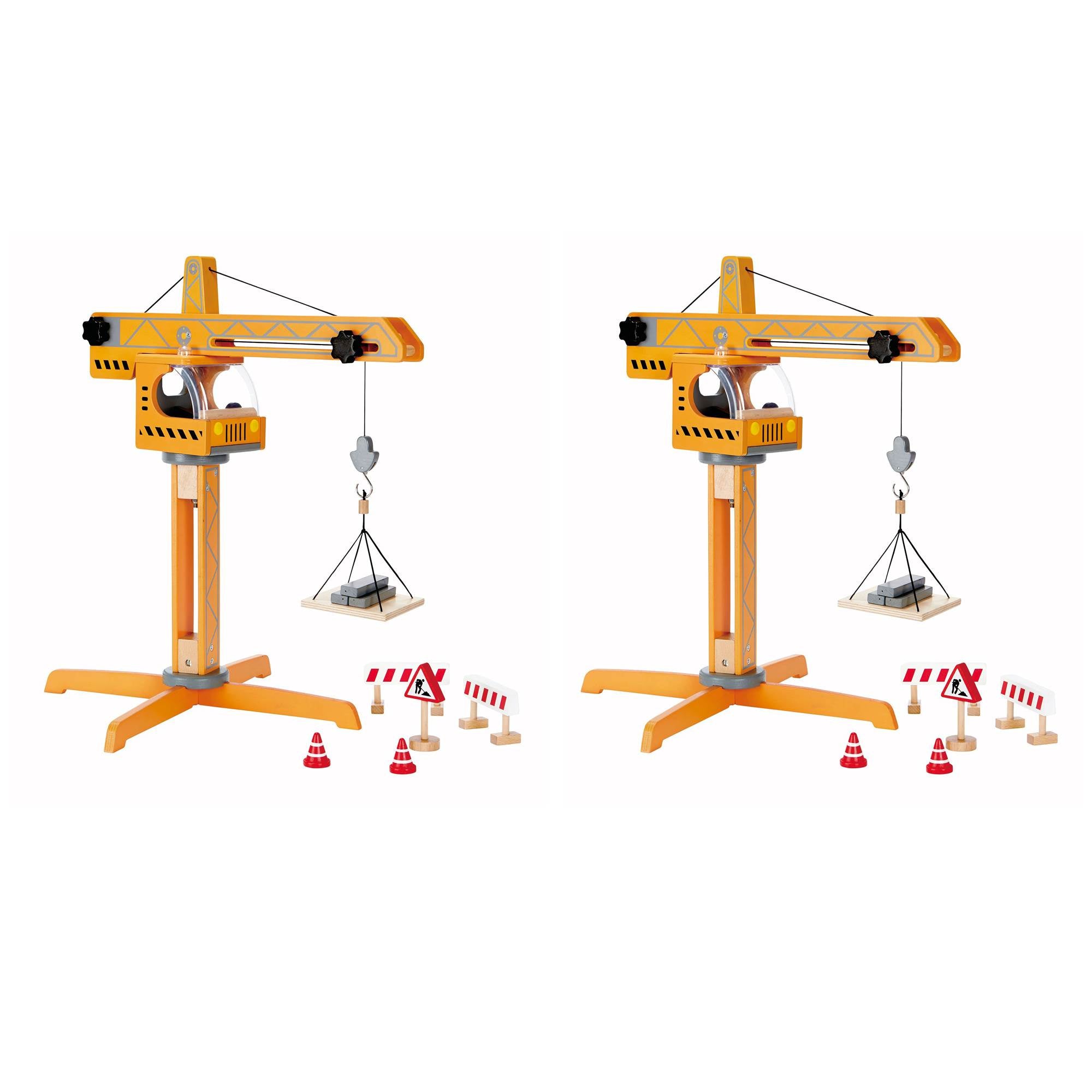 Hape Playscapes Toddler Kids Wooden Construction Site Crane Play Set (2 Pack)