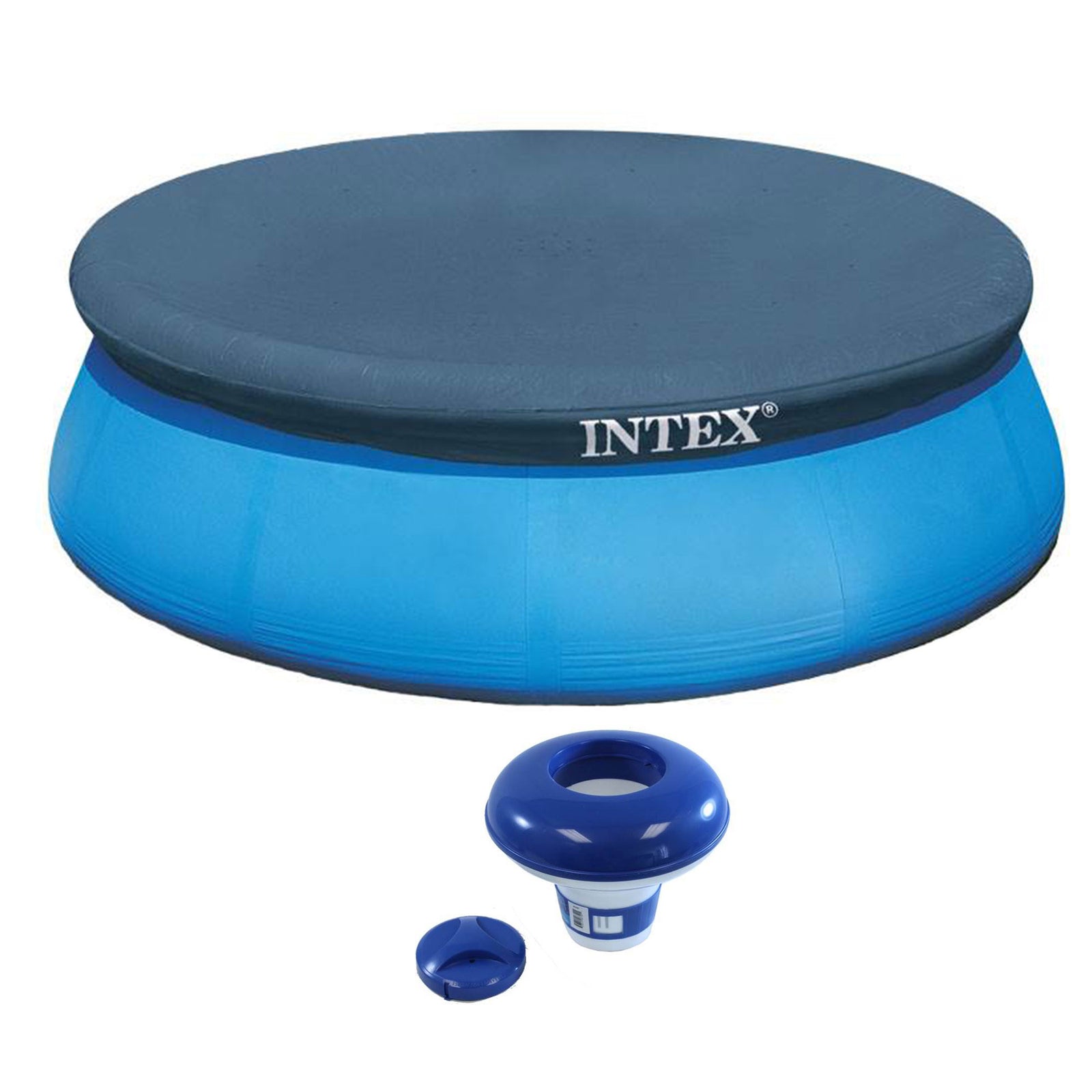 Intex 15 Foot Easy Set Swimming Pool Debris Cover & Floating Chlorine Dispenser - VMInnovations