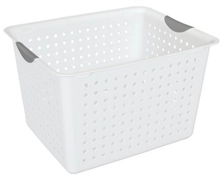 Sterilite Set of Ultra Plastic Storage Bin Baskets w/ Handles, 6 Deep, 12 Medium