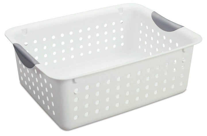 Sterilite Set of Ultra Plastic Storage Bin Baskets w/ Handles, 6 Deep, 12 Medium