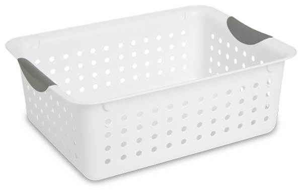 Sterilite Set of Ultra Plastic Storage Bin Baskets w/ Handles, 6 Deep, 12 Medium