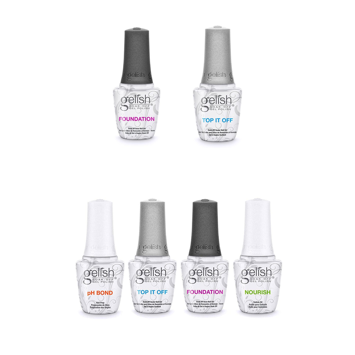 Gelish Dynamic Duo Base & Top It Off Nail Polish w/Fantastic Four Essentials Kit - VMInnovations