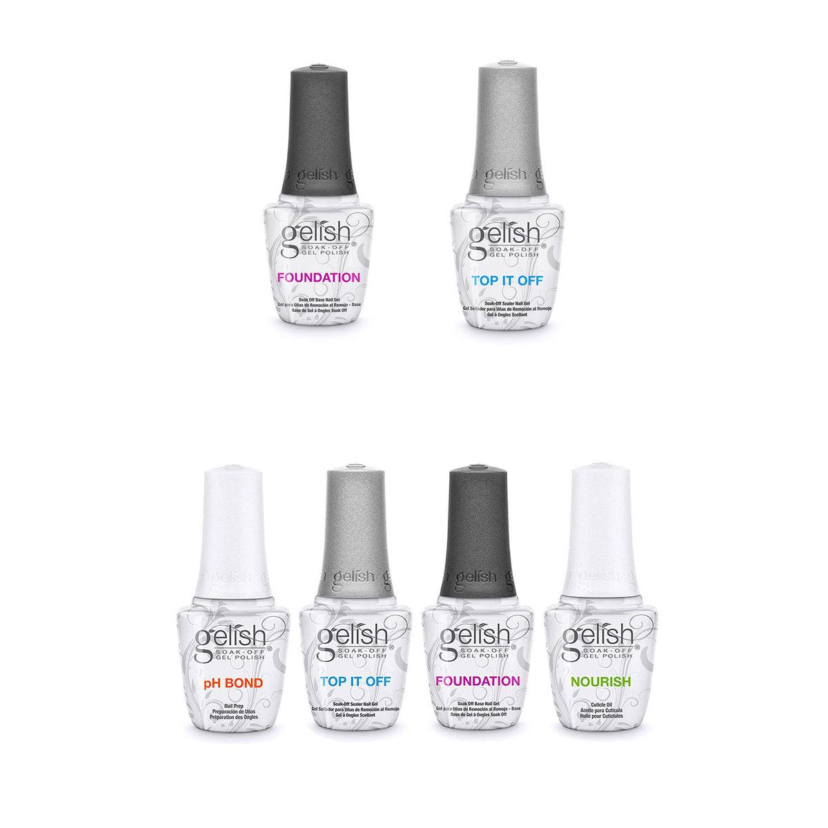 Gelish Dynamic Duo Base & Top It Off Nail Polish w/Fantastic Four Essentials Kit