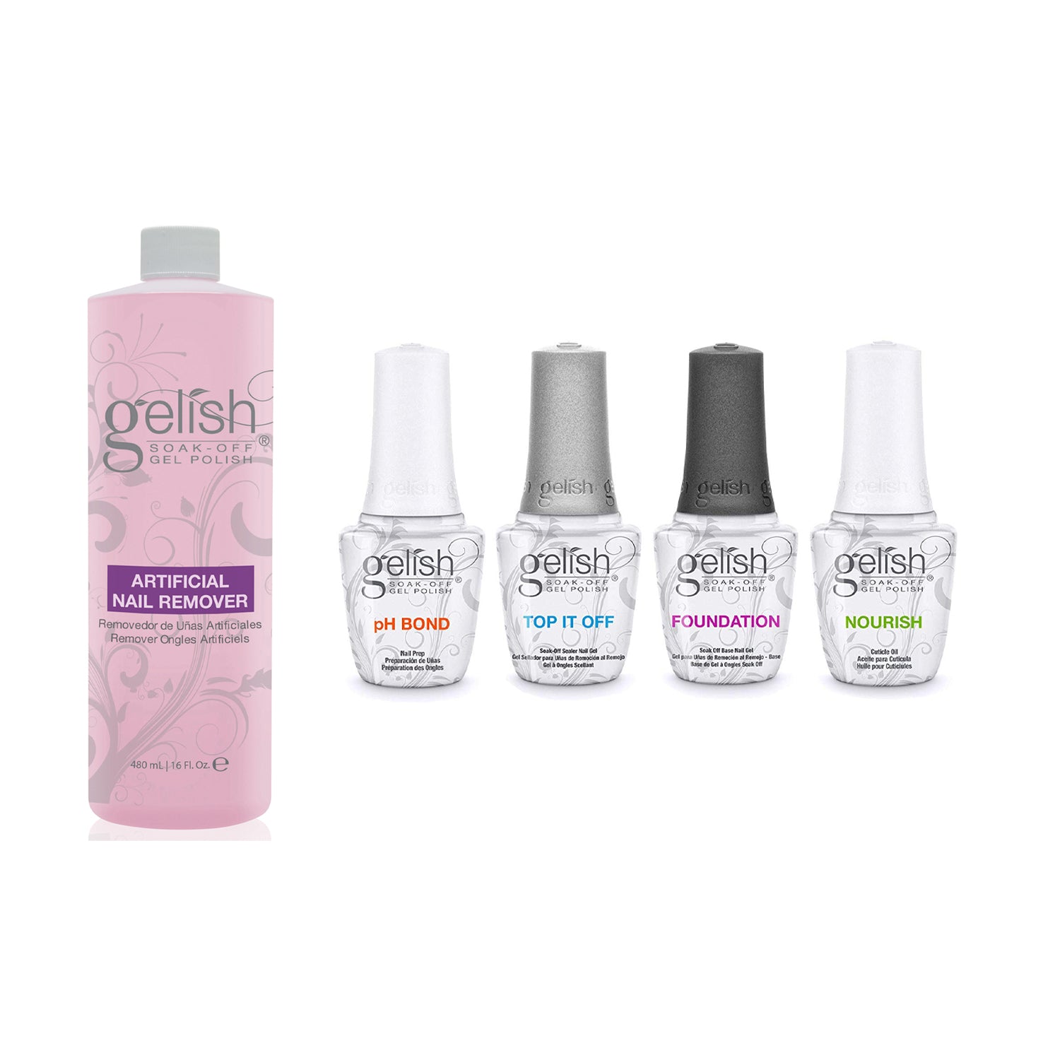 Gelish Fantastic Four 15 mL Soak Off Gel Nail Polish Kit & Nail Polish Remover - VMInnovations