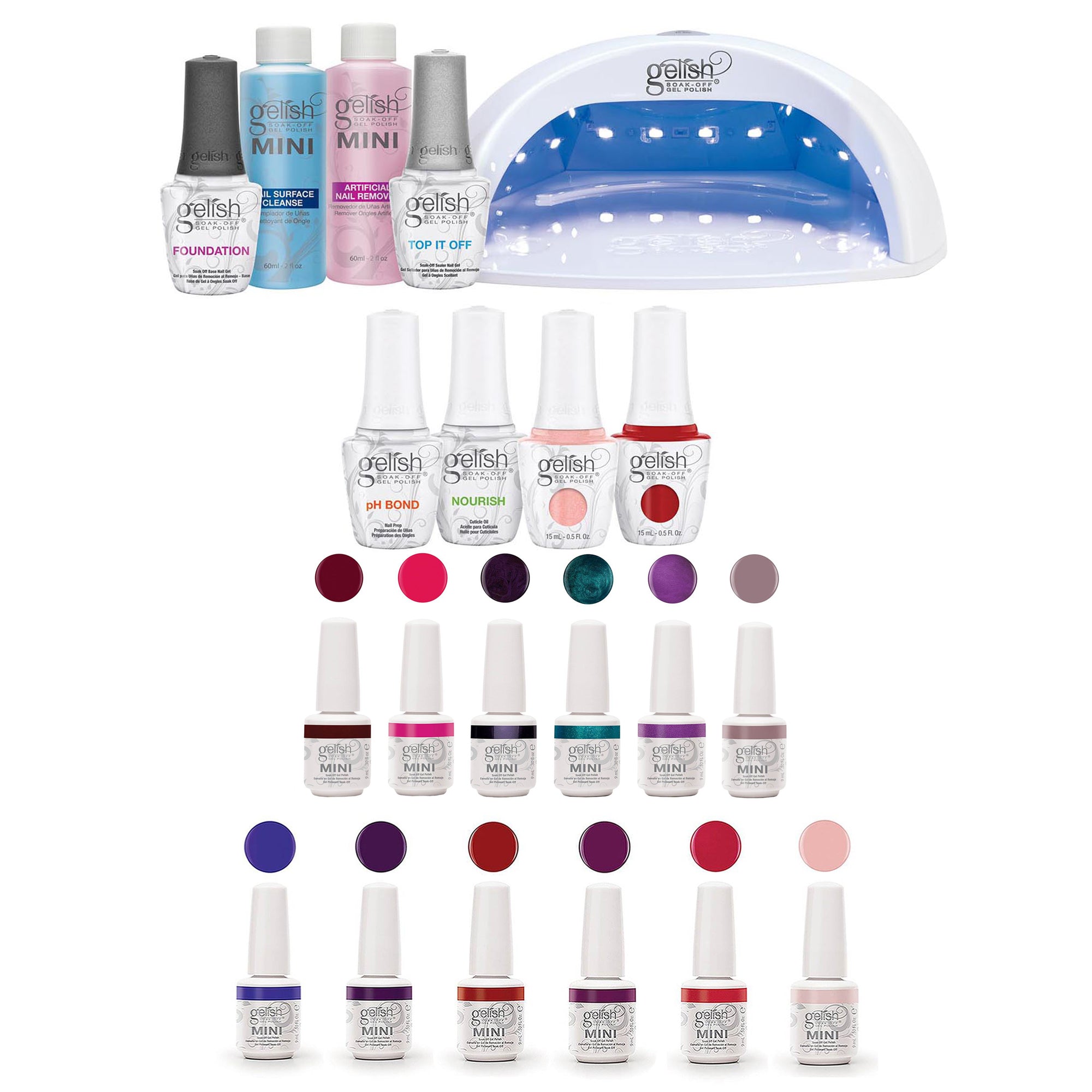 Gelish Pro Kit Professional Soak Off Gel Polish Set with 14 Gel Polish Colors