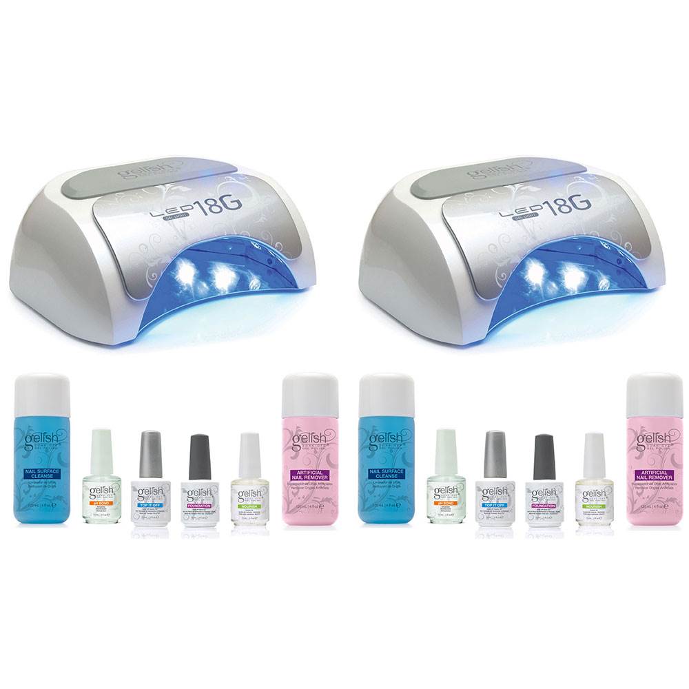 Gelish Harmony Professional Gel Nail LED Lamp (2 Pack) + Basix Care Kit (2 Pack)