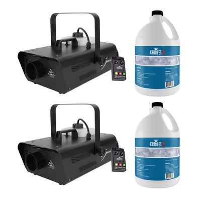 Chauvet DJ Smoke Fog Machine w/ Wired Remote (2 Pack) & Fog Juice (2 Pack)