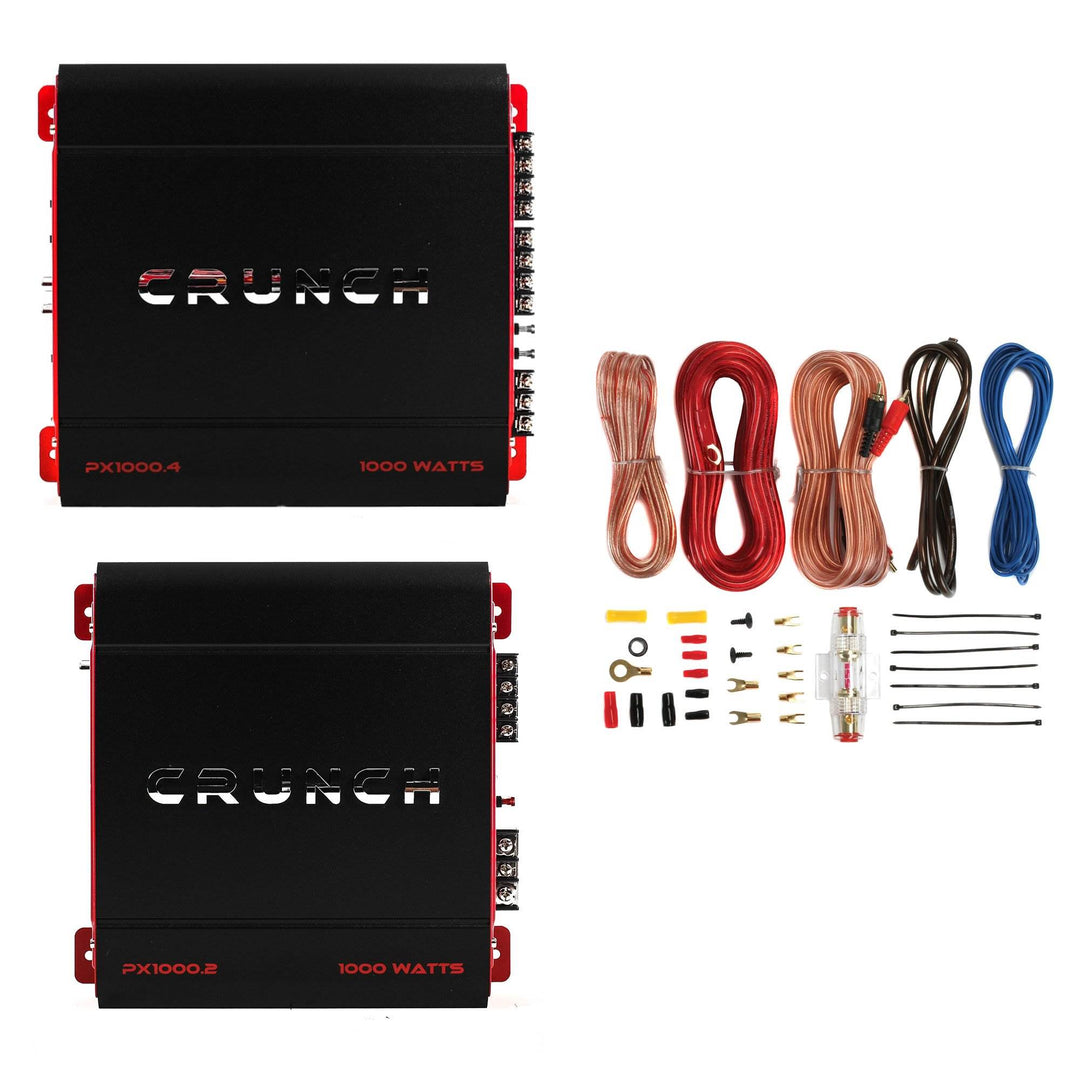 Crunch 4 Channel 1000W A/B Class Stereo Amplifier & 2 Channel Amp & Wiring Kit