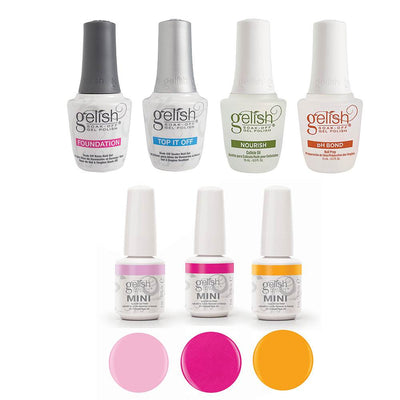 Gelish Fantastic Four Gel Polish Essentials Kit & 3 Colors Neon Street Beat Set