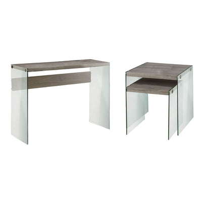 Monarch Contemporary Glass Accent Console Table & Glass End Tables, Dark Taupe