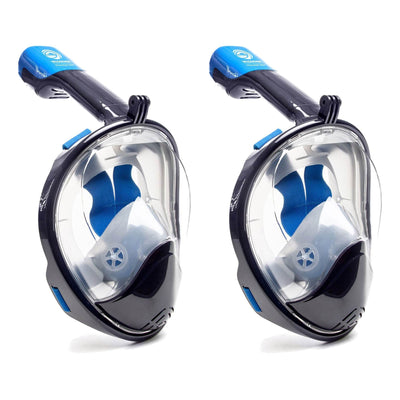 Wildhorn Seaview 180 Degree Small Medium Full Face Snorkel Mask, Navy (2 Pack)