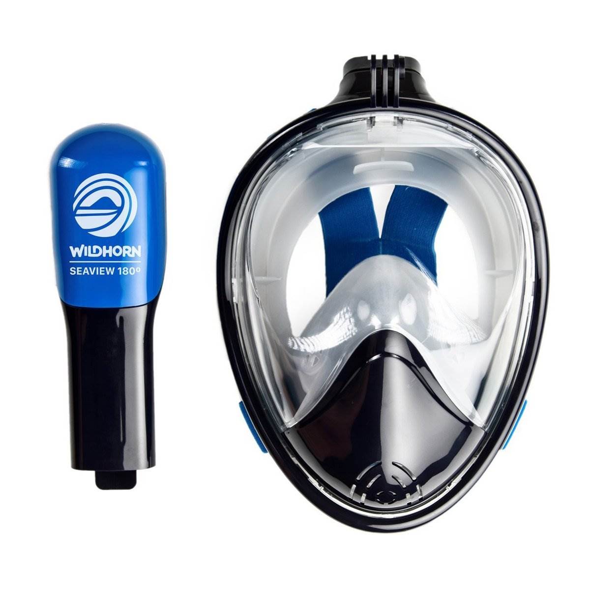 Wildhorn Seaview 180 Degree Small Medium Full Face Snorkel Mask, Navy (2 Pack)