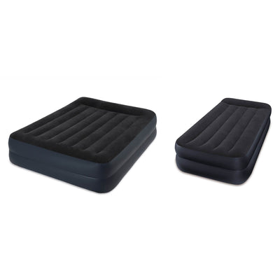 Intex Dura-Beam Pillow Rest Airbed Mattress with Built-In Pump, Queen & Twin