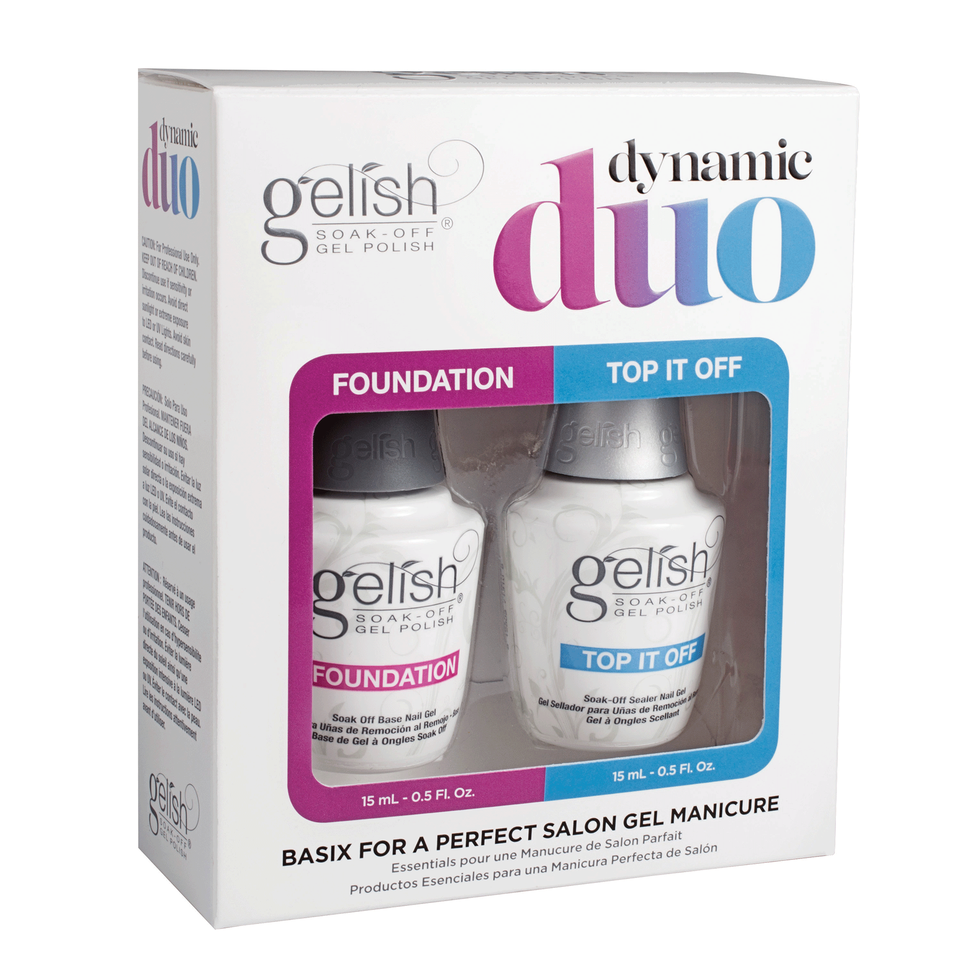 Gelish Pro Gel Nail Polish Curing LED Lamp & Dynamic Duo Set w/ Base and Sealer - VMInnovations