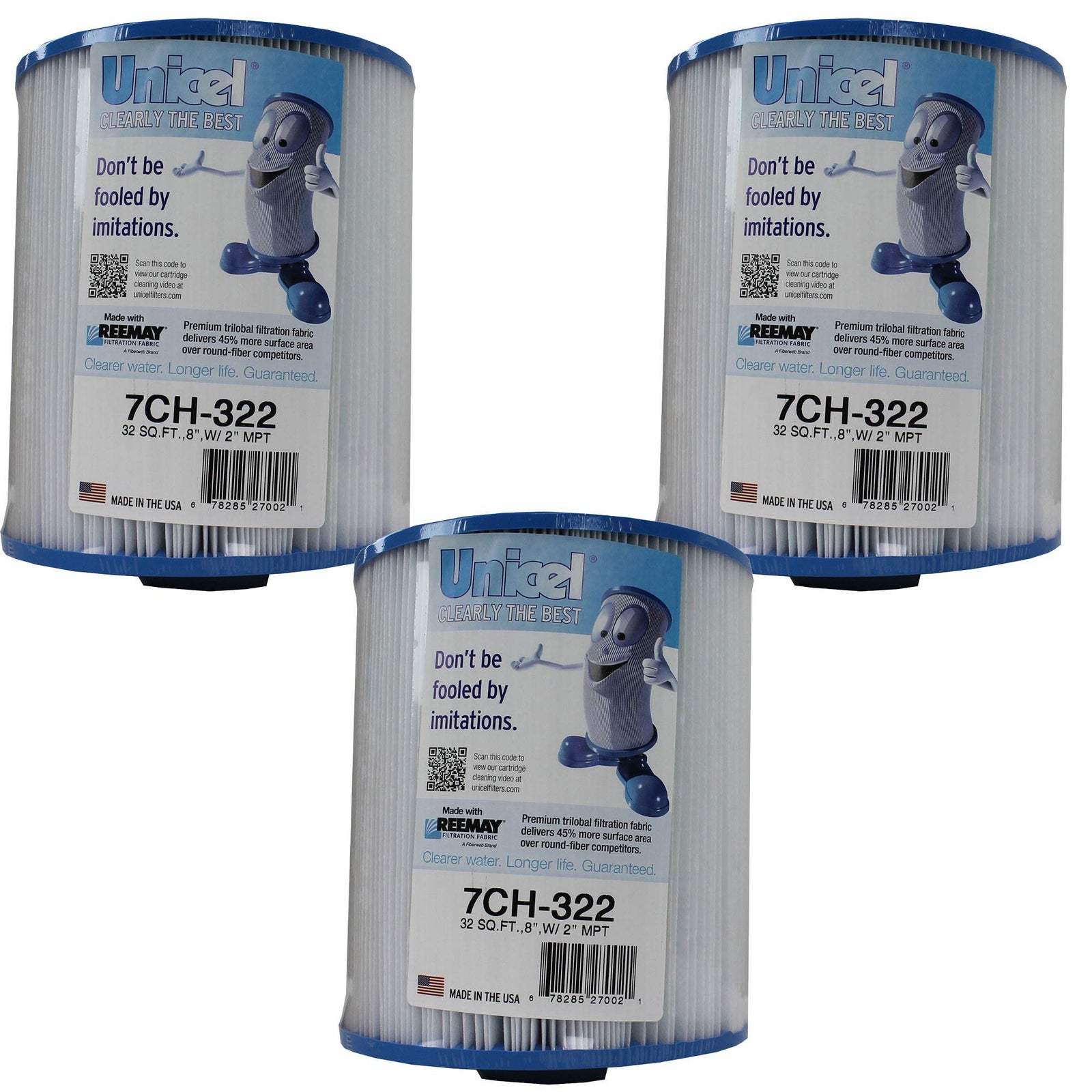 Unicel 7CH-322 Replacement 32 SqFt Filter Cartridge for Spa, 175 Pleats (3 Pack) - VMInnovations