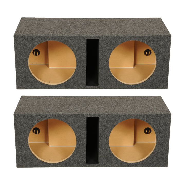 QPower QBASS Dual 10 Inch Car Audio Subwoofer Enclosure Box, Charcoal (2 Pack)