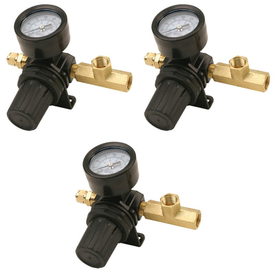 Viair 0-220 PSI Gauge Air Tank Pressure Regulator with 0.25" Fitting (3 Pack)