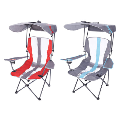 Kelsyus Premium Portable Camping Chairs with Canopy & Cup Holders, Blue / Black