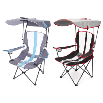 Kelsyus Premium Portable Camping Chairs with Canopy & Cup Holders, Blue / Black - VMInnovations