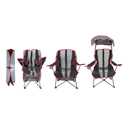 Kelsyus Premium Portable Camping Chairs with Canopy & Cup Holders, Blue / Black - VMInnovations