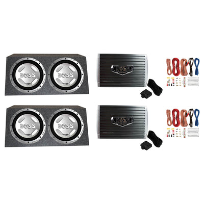 Boss Audio 12" 1400W Subwoofer (4 Pack) w/ Mono Amp (Pair) Boxes & Wiring (Pair)