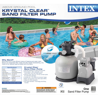 Intex Krystal Clear 3000 GPH Above Ground Swimming Pool Sand Filter & Valves