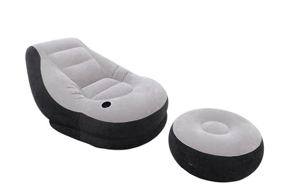 Intex Inflatable Corner Living Room Neutral Sectional Sofa & Lounge Chair Set - VMInnovations