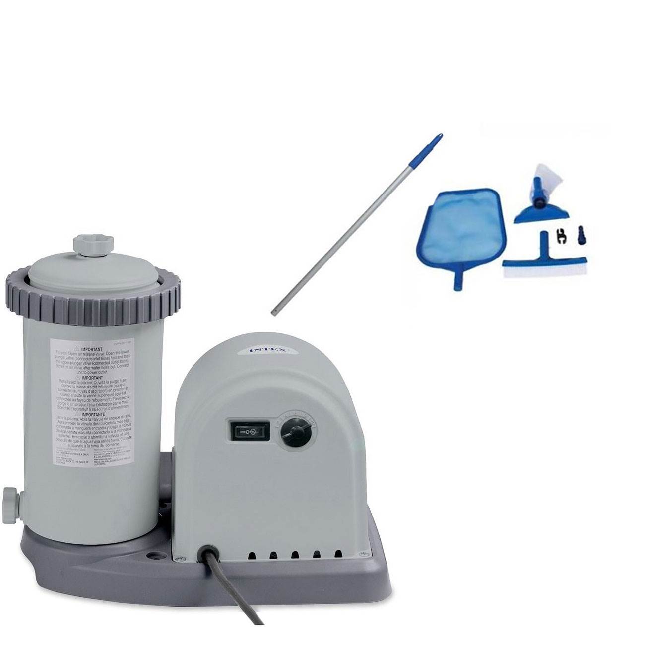 Intex 1500 GPH Pool Filter Pump with Timer & Intex Swimming Pool Maintenance Kit - VMInnovations