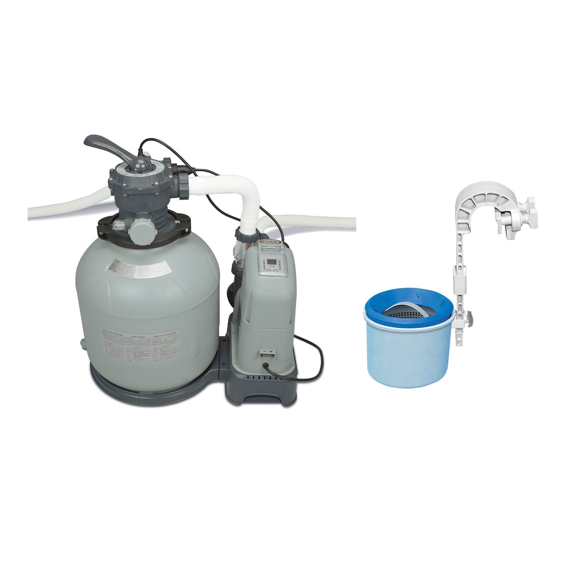Intex Krystal Clear 2650 GPH Sand Filter Pump Swim Pool Set & Automatic Skimmer