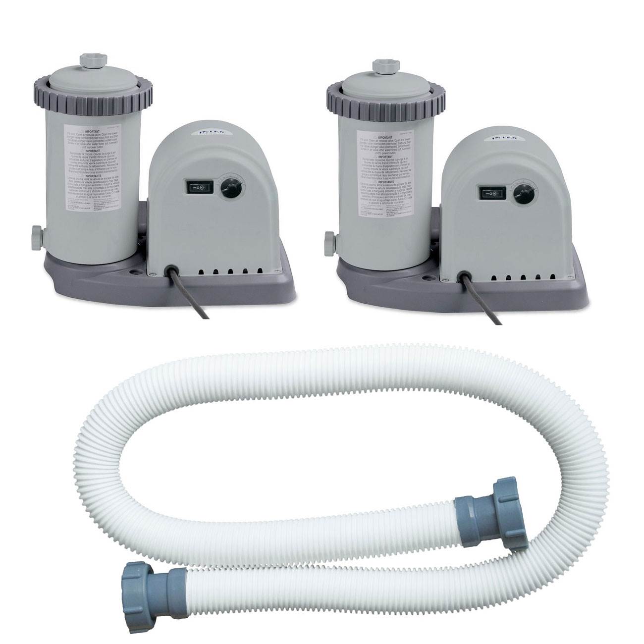 Intex 1500 GPH Pool Filter Pump (2 Pack) and 59" Pool Pump Replacement Hose