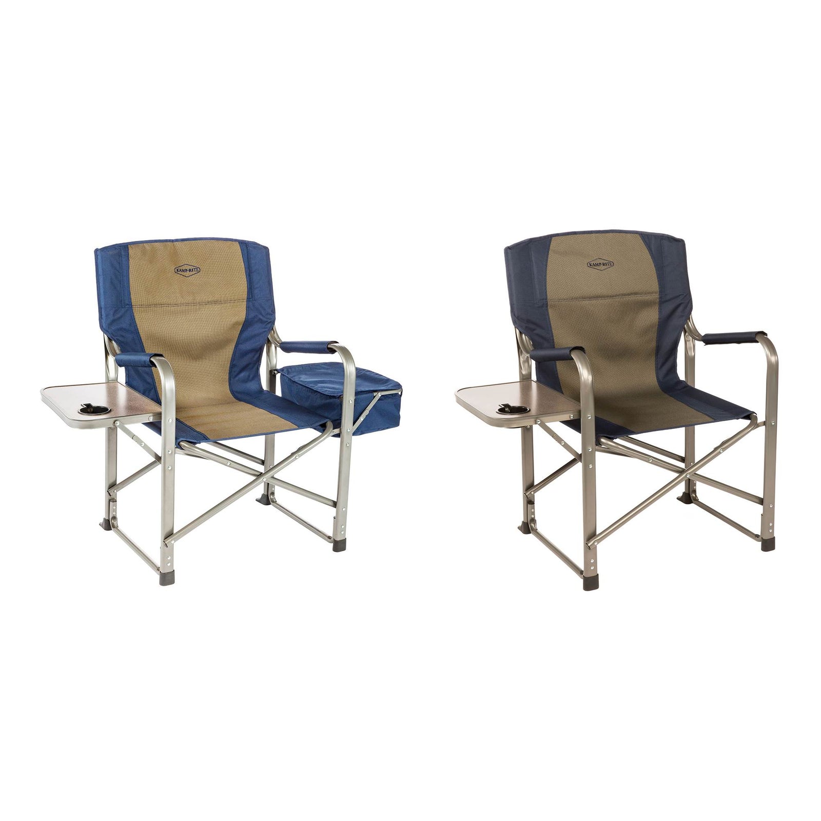 Kamp-Rite Folding Camping Director's Chairs with Side Tables and Built In Cooler - VMInnovations