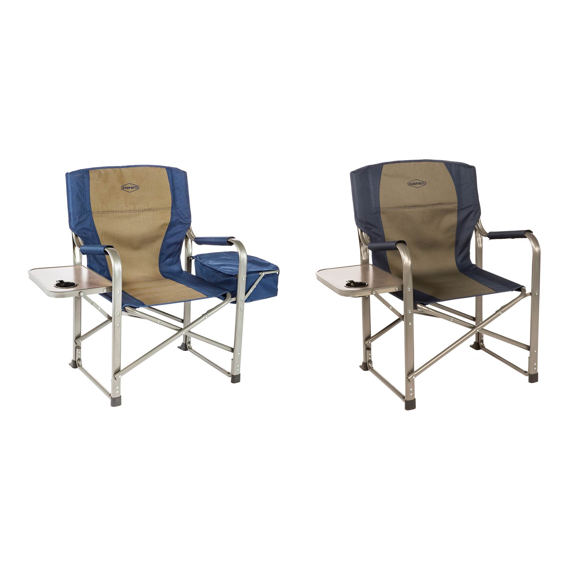 Kamp-Rite Folding Camping Director's Chairs with Side Tables and Built In Cooler - VMInnovations