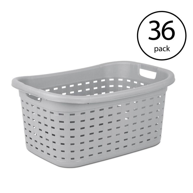 Sterilite Weave Laundry Basket with Wicker Pattern, Cement Gray (36 Pack)