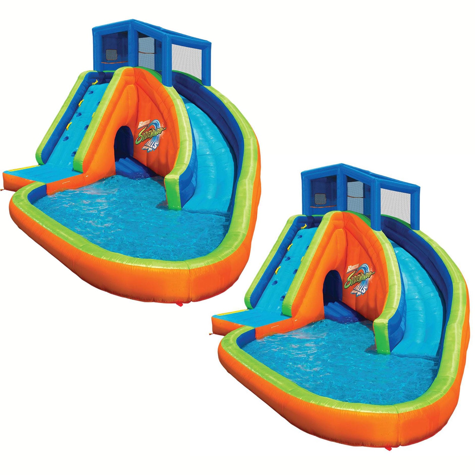 Banzai Falls Inflatable Water Park Kiddie Pool with Slides & Cannons (2 Pack) - VMInnovations