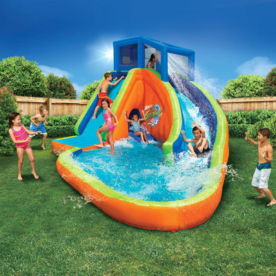 Banzai Falls Inflatable Water Park Kiddie Pool with Slides & Cannons (2 Pack)