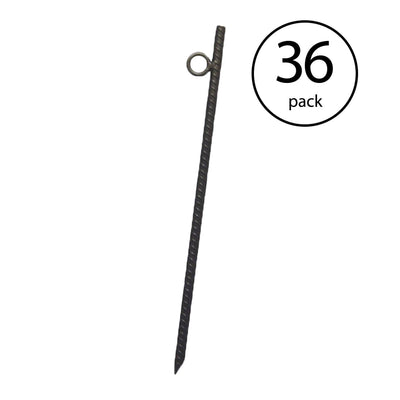 Yard Tuff Grip Rebar 18 Inch Steel Durable Tent Canopy Ground Stakes (36 Pack) - VMInnovations