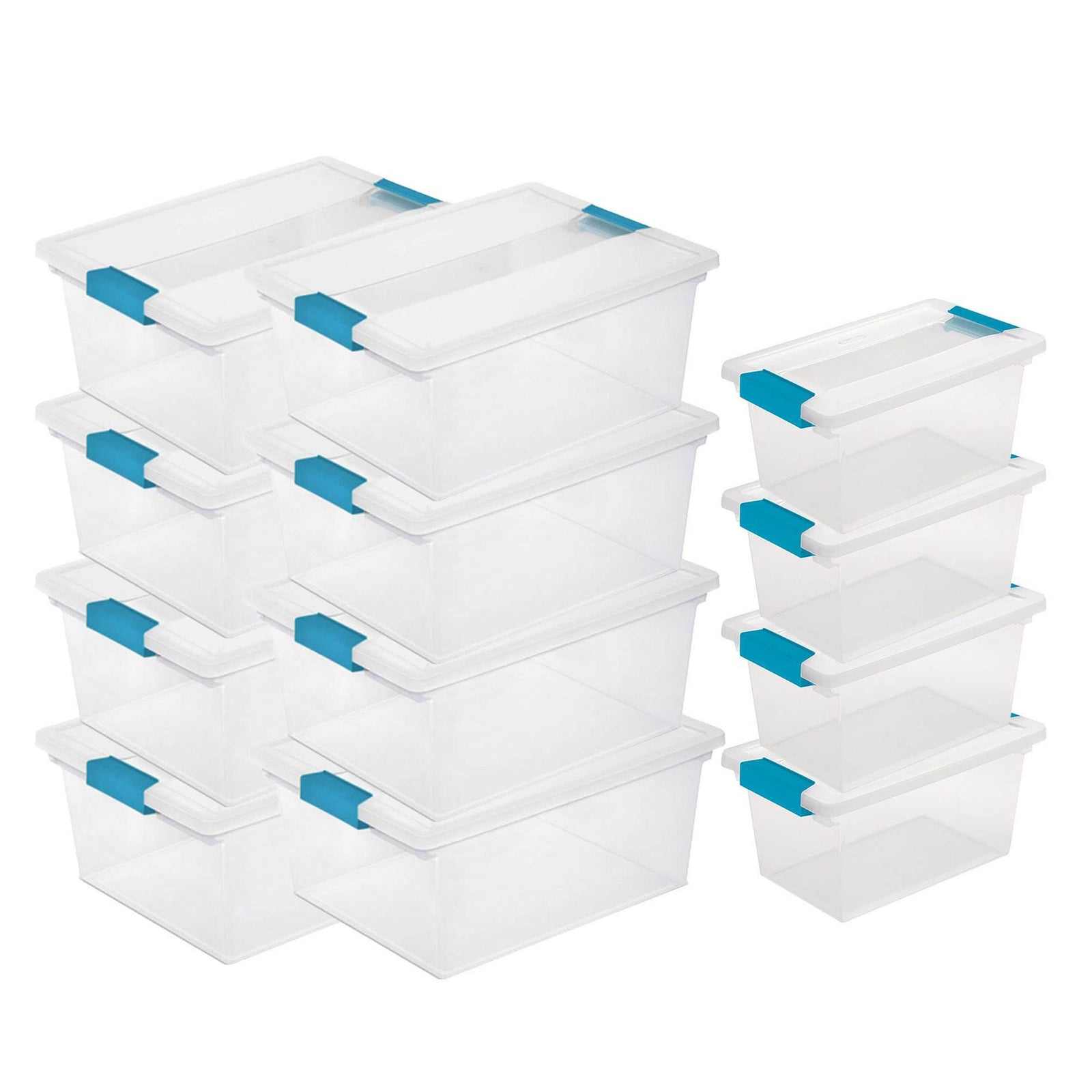 Sterilite Deep Clip Storage Box Container, 8 Pack & Medium Clip Box, 4 Pack - VMInnovations