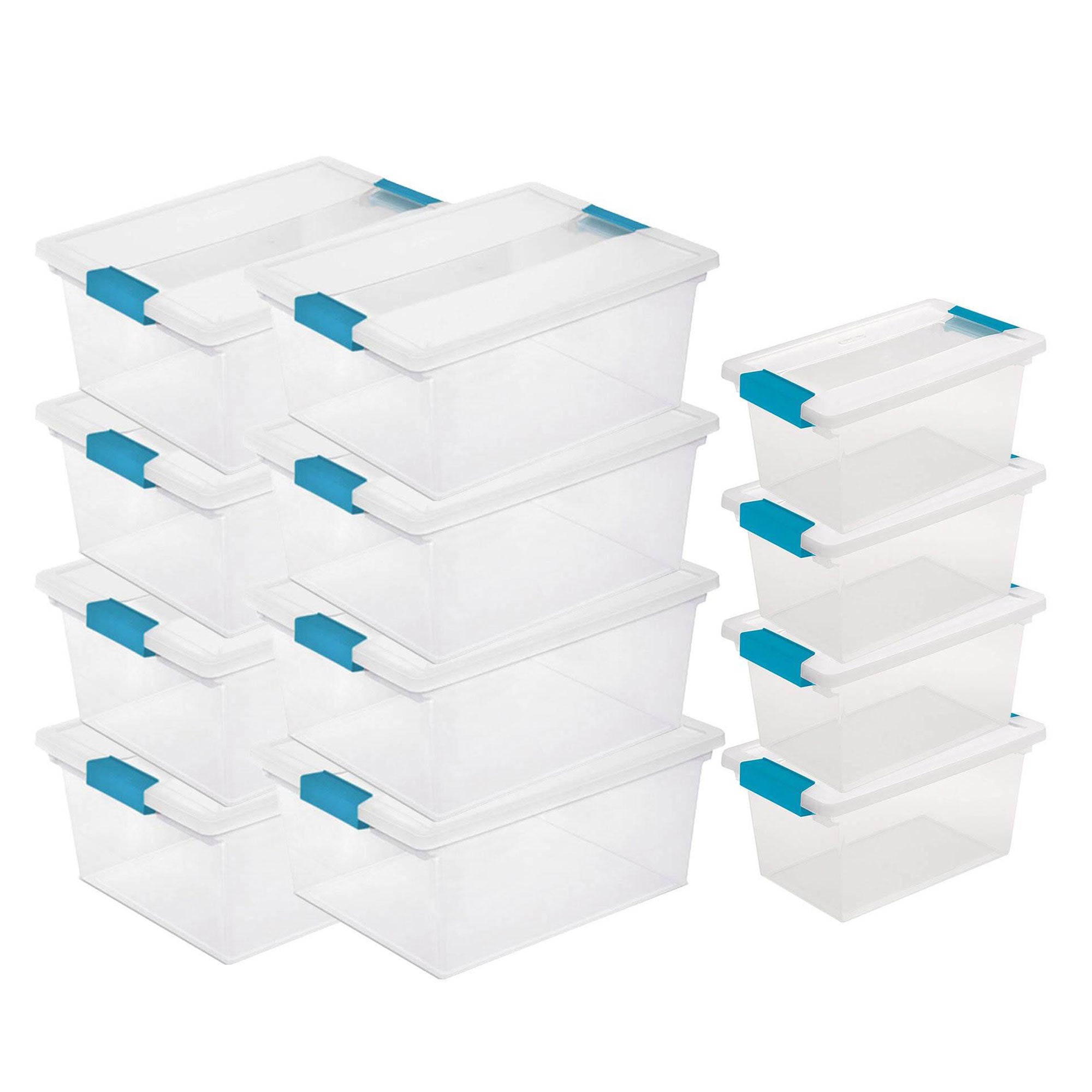 Sterilite Deep Clip Storage Box Container, 8 Pack & Medium Clip Box, 4 Pack - VMInnovations