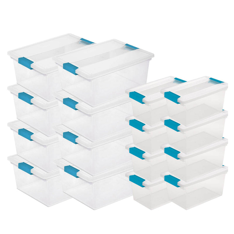 Sterilite Medium Clear Storage Tote, 8 Pack, & Large Clear Storage Tote, 8 Pack