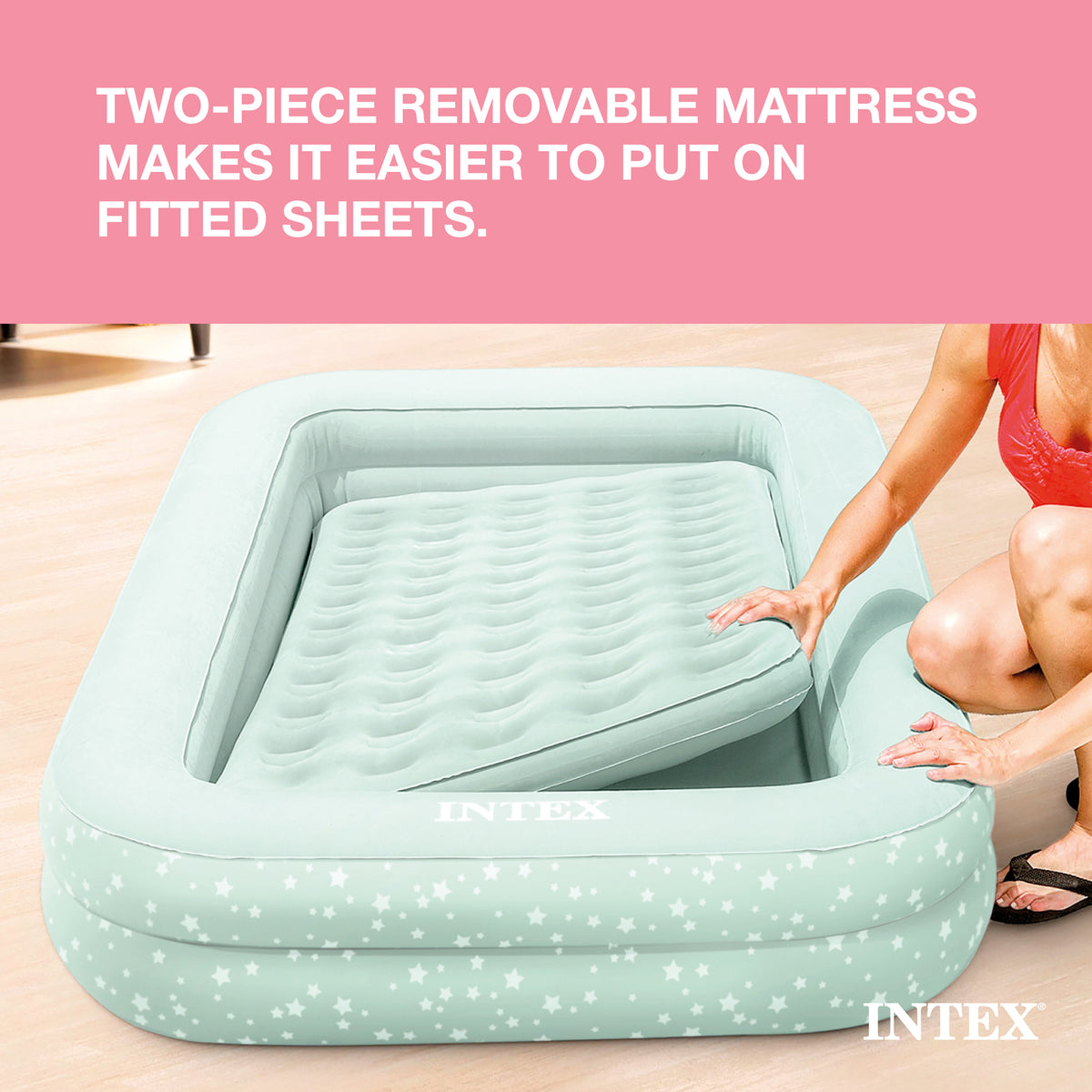 Intex Kidz Inflatable Frame Camping Air Mattress w/ Hand Pump (Open Box)(2 Pack)
