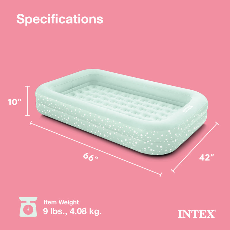 Intex Kids Inflatable Raised Frame Travel Air Mattress w/ Hand Pump (Open Box)