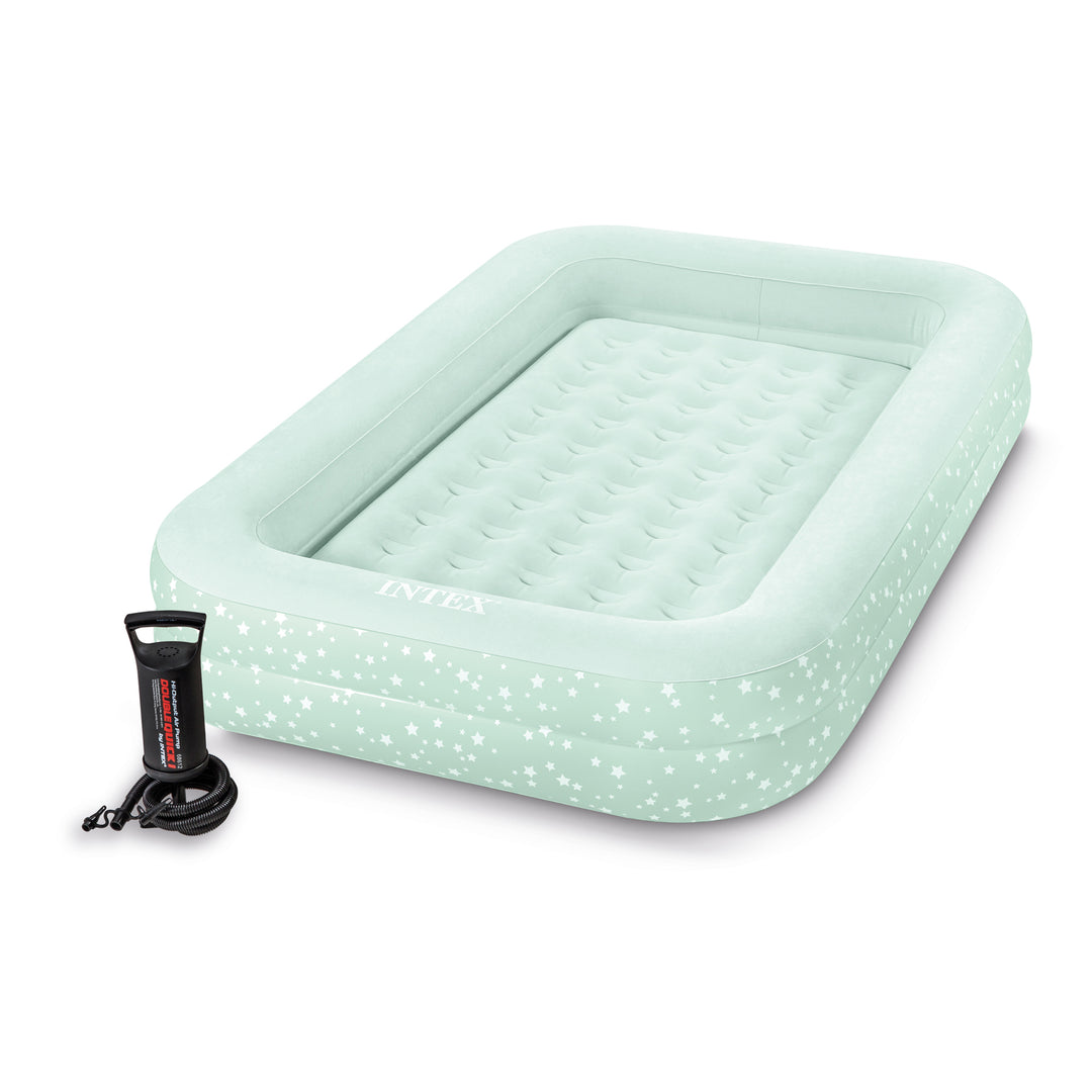 Intex Kids Travel Air Mattress Inflatable Bed with Raised Sides and Hand Pump