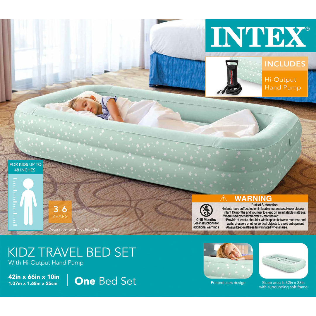 Intex Kids Travel Air Mattress Inflatable Bed with Raised Sides and Hand Pump - VMInnovations